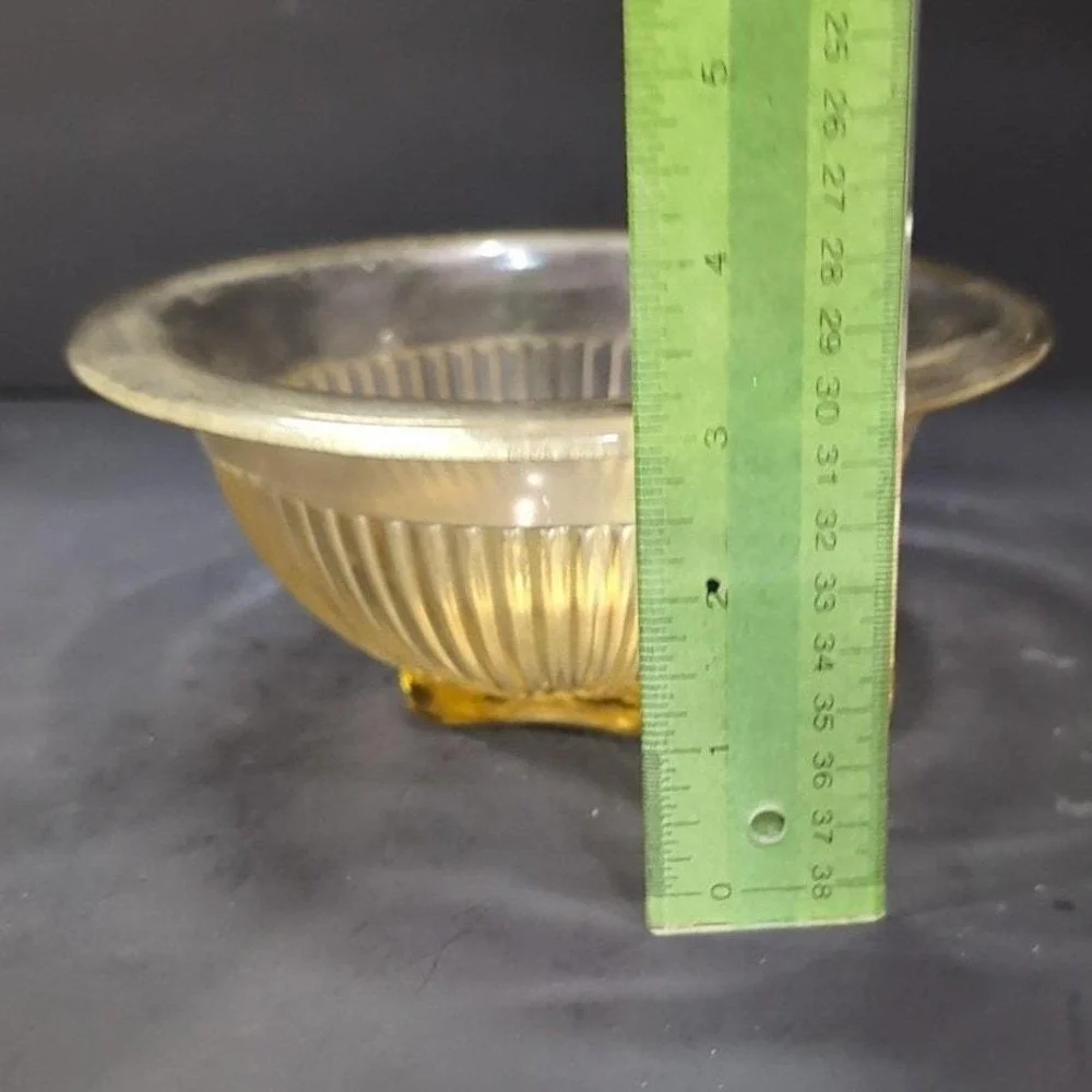 Federal Glass Ribbed Amber Mixing Bowl, Nested Yellow Kitchenware,‎ Replacement